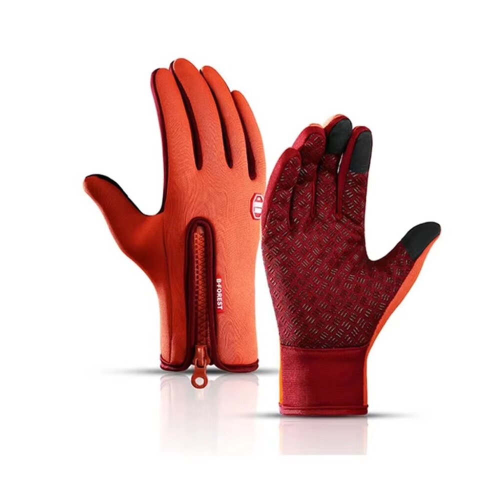 Winter Touchscreen Gloves Orange Windproof Warm AntiSlip Cycling Driving Outdoor